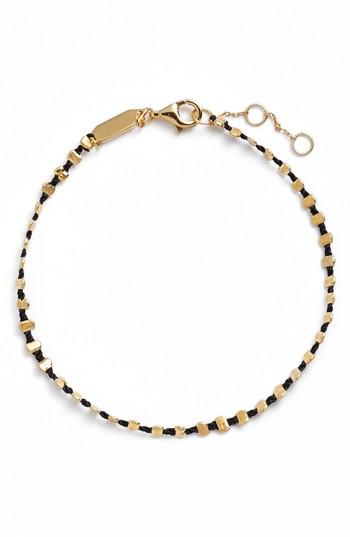 Women's Argento Vivo Sydney Vermeil Studded Black Band Bracelet