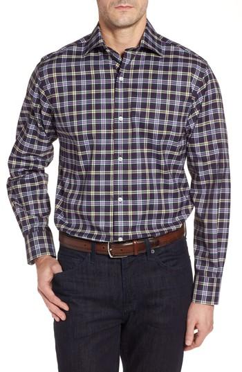 Men's Tailorbyrd Calhoun Regular Fit Check Sport Shirt, Size - Purple