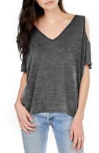 Women's Michael Stars Cold Shoulder Tee, Size - Grey