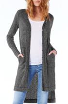 Women's Michael Stars Elbow Patch Long High/low Cardigan