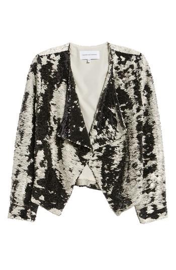 Women's Cupcakes And Cashmere Bellwood Sequin Drape Front Jacket, Size - Beige
