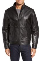 Men's Pal Zileri Leather Blouson Jacket Us / 52 Eur - Black