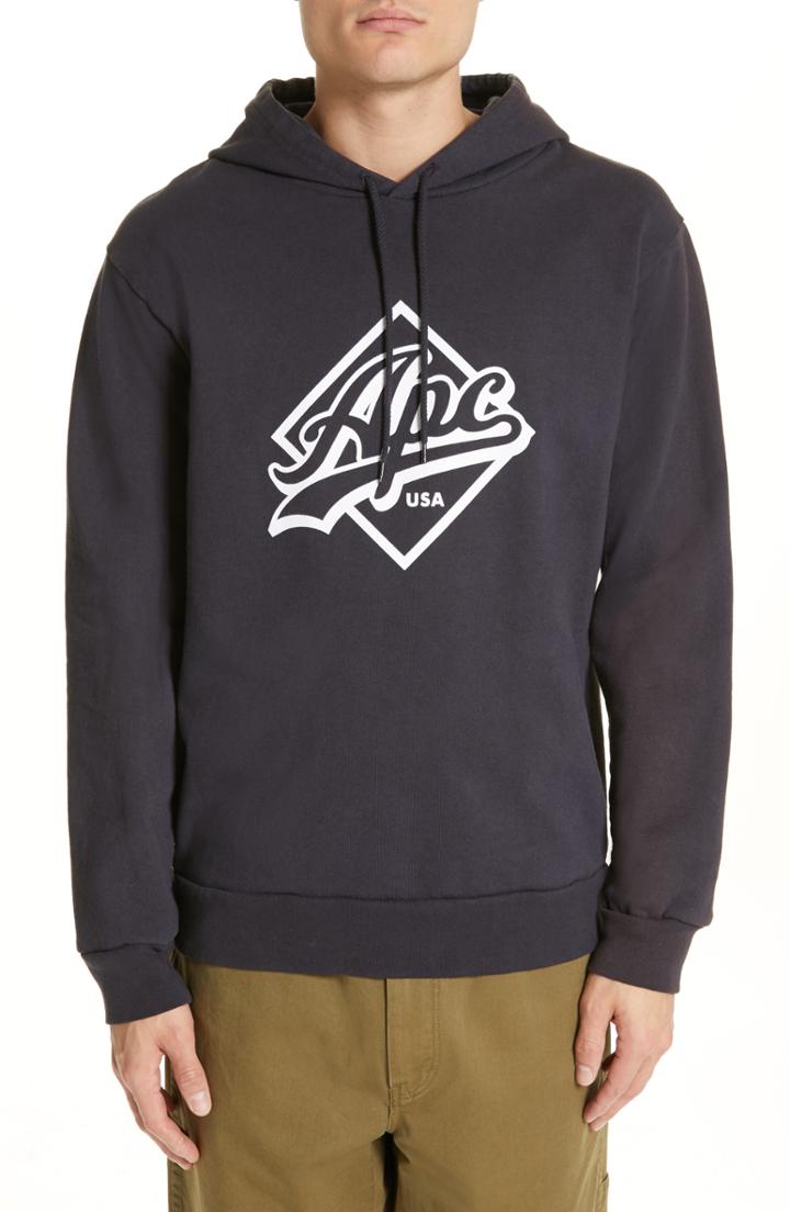 Men's A.p.c. Wayne Logo Hoodie - Blue