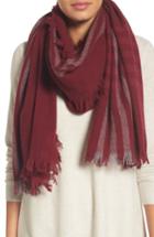 Women's Eileen Fisher Plaid Wool Blend Scarf, Size - Red