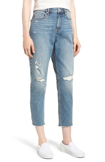 Women's Vigoss Distressed Crop Mom Jeans - Blue