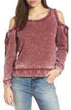 Women's Lucky Brand Cold Shoulder Sweatshirt - Burgundy