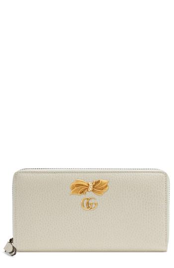 Women's Gucci Linea Fioccino Leather Continental Wallet - White