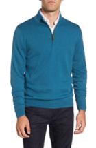 Men's Nordstrom Men's Shop Half Zip Cotton & Cashmere Pullover - Blue/green