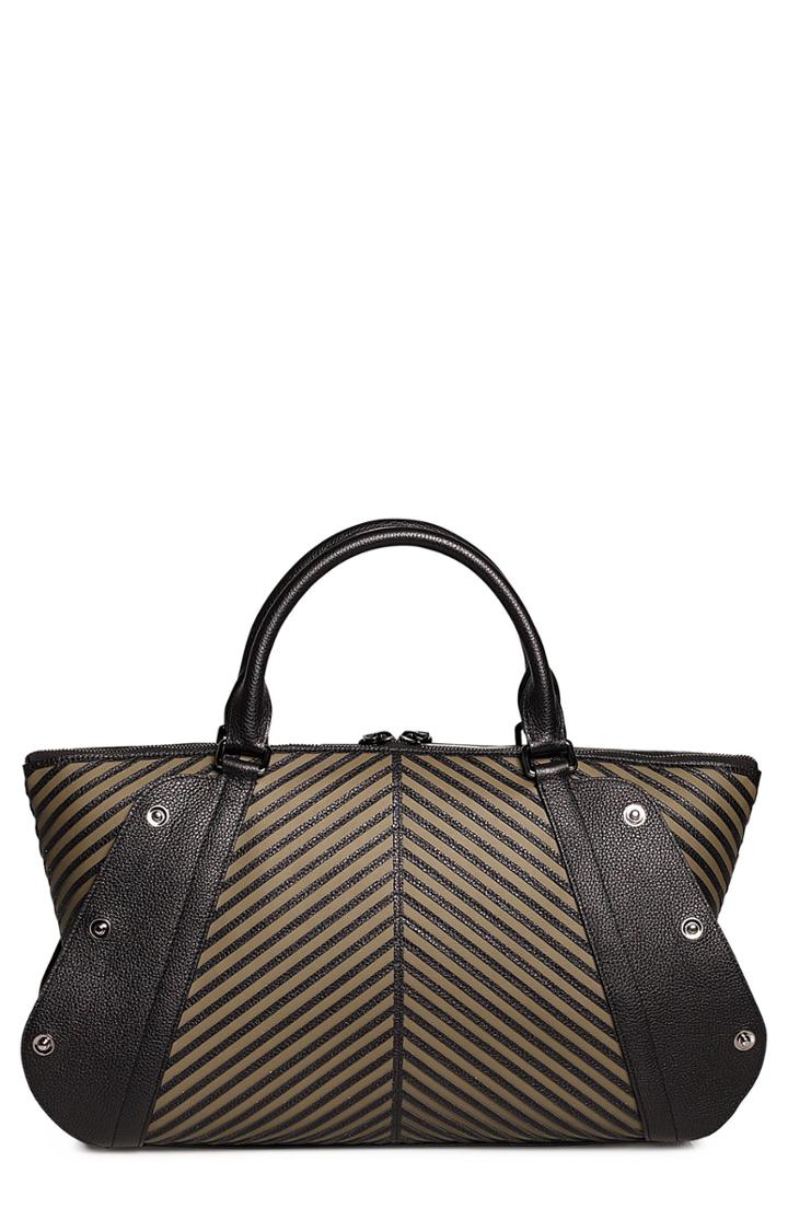 Akris Aimee Herringbone Leather Convertible Satchel -