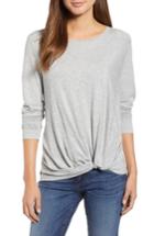 Women's Caslon Twist Front Long Sleeve Tee - Grey