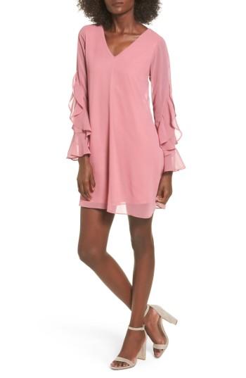Women's Soprano Ruffle Sleeve Shift Dress - Pink