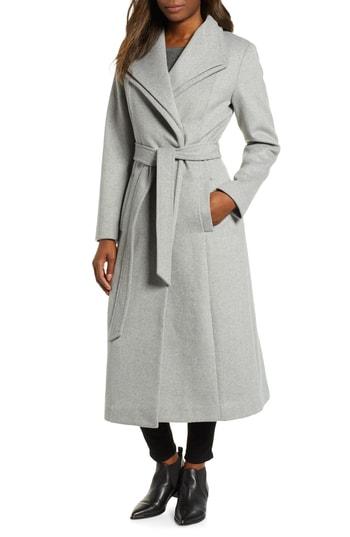 Women's Kenneth Cole New York Double Lapel Wool Blend Wrap Coat - Blue