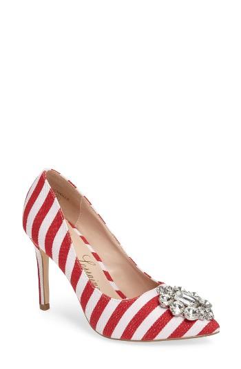Women's Lauren Lorraine Rochelle Embellished Pump .5 M - Red