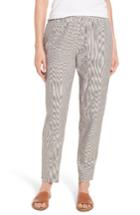 Women's Eileen Fisher Stripe Hemp & Organic Cotton Tapered Ankle Pants, Size - Grey