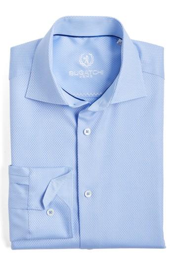 Men's Bugatchi Trim Fit Twill Check Dress Shirt