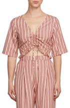 Women's Volcom Pull Here Stripe Crop Top - Red