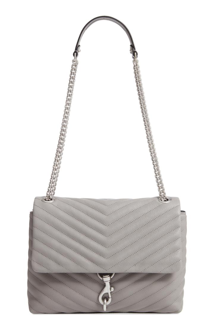 Rebecca Minkoff Edie Flap Quilted Leather Shoulder Bag - Grey