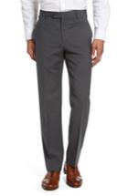 Men's Zanella Devon Flat Front Check Wool Trousers - Grey