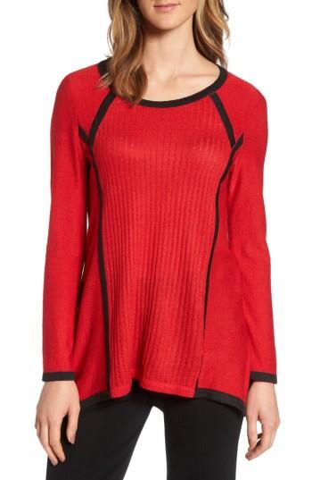 Women's Ming Wang Contrast Trim Top - Red