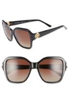 Women's Tory Burch Reva 56mm Polarized Square Sunglasses - Black Gradient