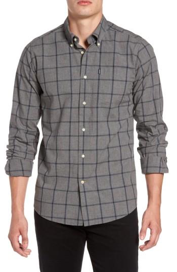 Men's Barbour Baxter Tattersall Sport Shirt, Size - Grey