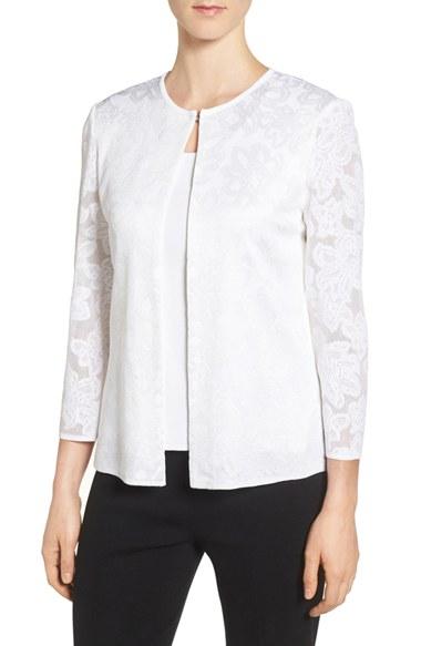 Women's Ming Wang Jacquard Knit Collarless Jacket