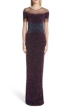 Women's Pamella Roland Beaded Illusion Gown - Purple