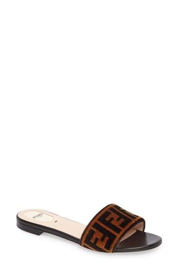 Women's Fendi Logo Slide Sandal .5us / 36eu - Brown