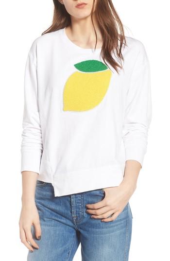 Women's Sundry Lemon Asymmetrical Hem Pullover - White