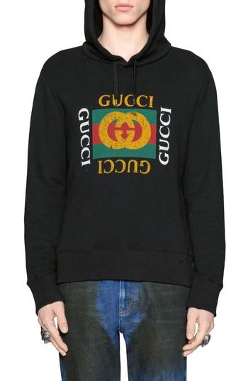 Men's Gucci Logo Hoodie - Black
