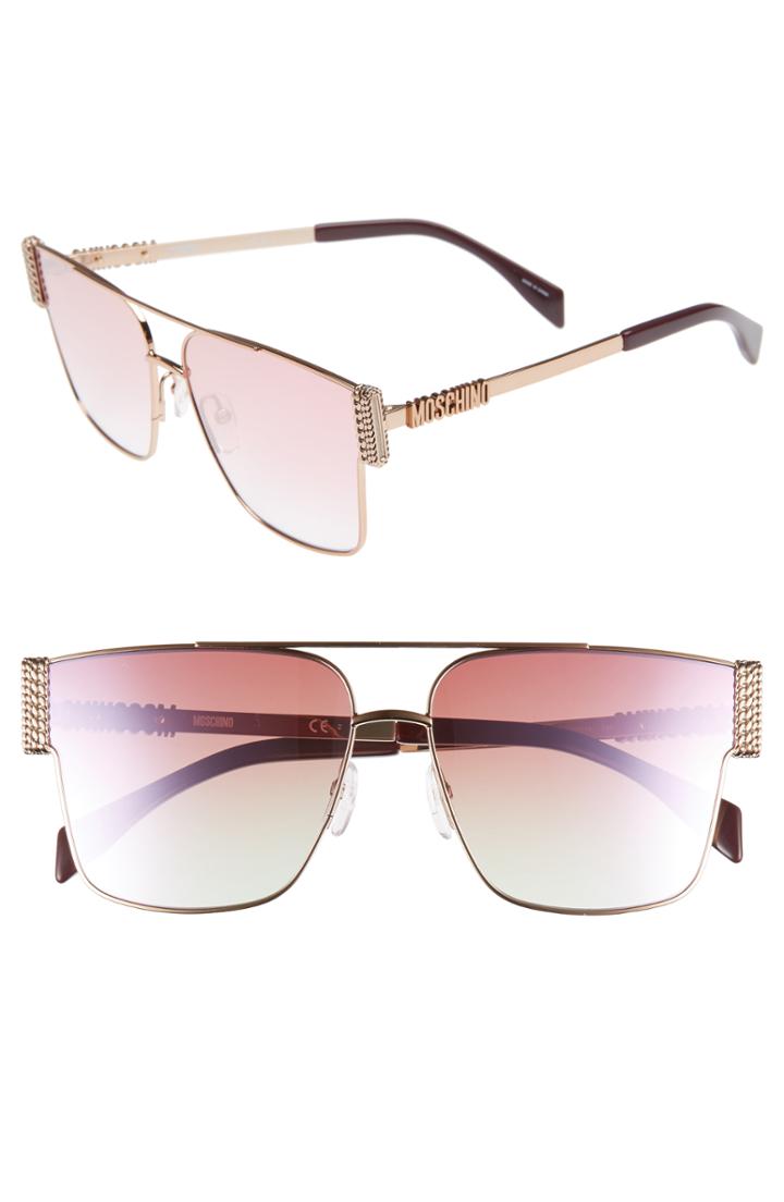 Women's Moschino 60mm Polarized Aviator Sunglasses - Gold Copper
