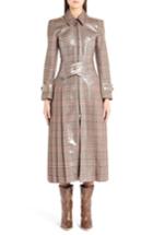 Women's Fendi Checked Glazed Wool Trench Coat Us / 40 It - Grey