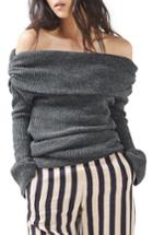 Women's Topshop Bardot Oversize Sweater Us (fits Like 0) - Grey