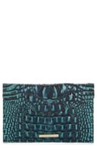 Brahmin Melbourne Croc Embossed Leather Envelope Clutch - Blue/green