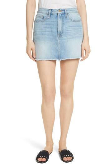 Women's Frame Le Mini Raw Edge Denim Skirt - Blue