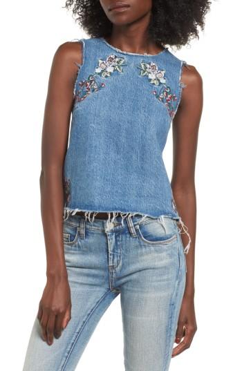 Women's Tularosa Scarlett Embroidered Denim Tank Top - Blue