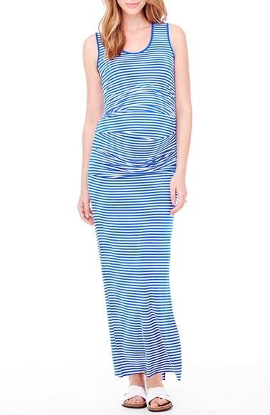 Women's Ingrid & Isabel Striped Tank Maternity Maxi Dress - Blue
