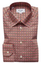 Men's Eton Slim Fit Floral Geometric Dress Shirt .5 - Orange