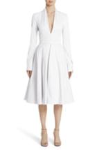 Women's Brandon Maxwell Plunge Neck Fit & Flare Shirtdress
