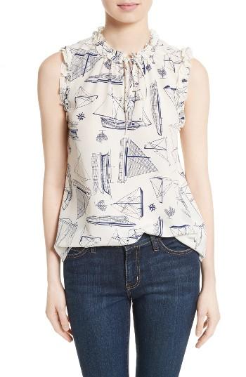 Women's Tory Burch Marie Silk Print Shell