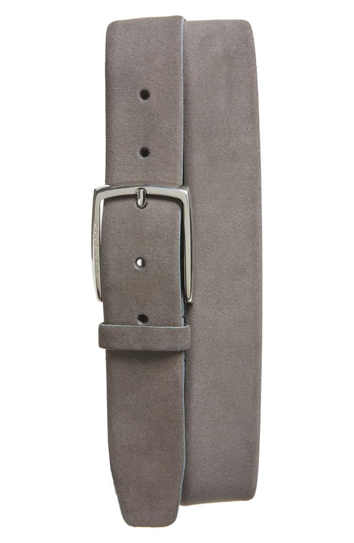 Men's Boss Celie Suede Leather Belt - Grey