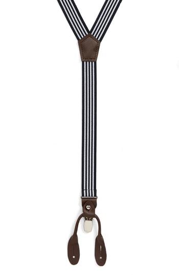 Men's Nordstrom Men's Shop Brooks Stripe Suspenders, Size - Navy/ White