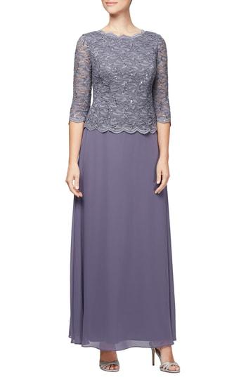 Women's Alex Evenings Mock Two-piece Dress - Purple