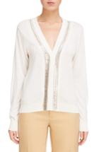 Women's Chloe Metallic Trim Cardigan - White