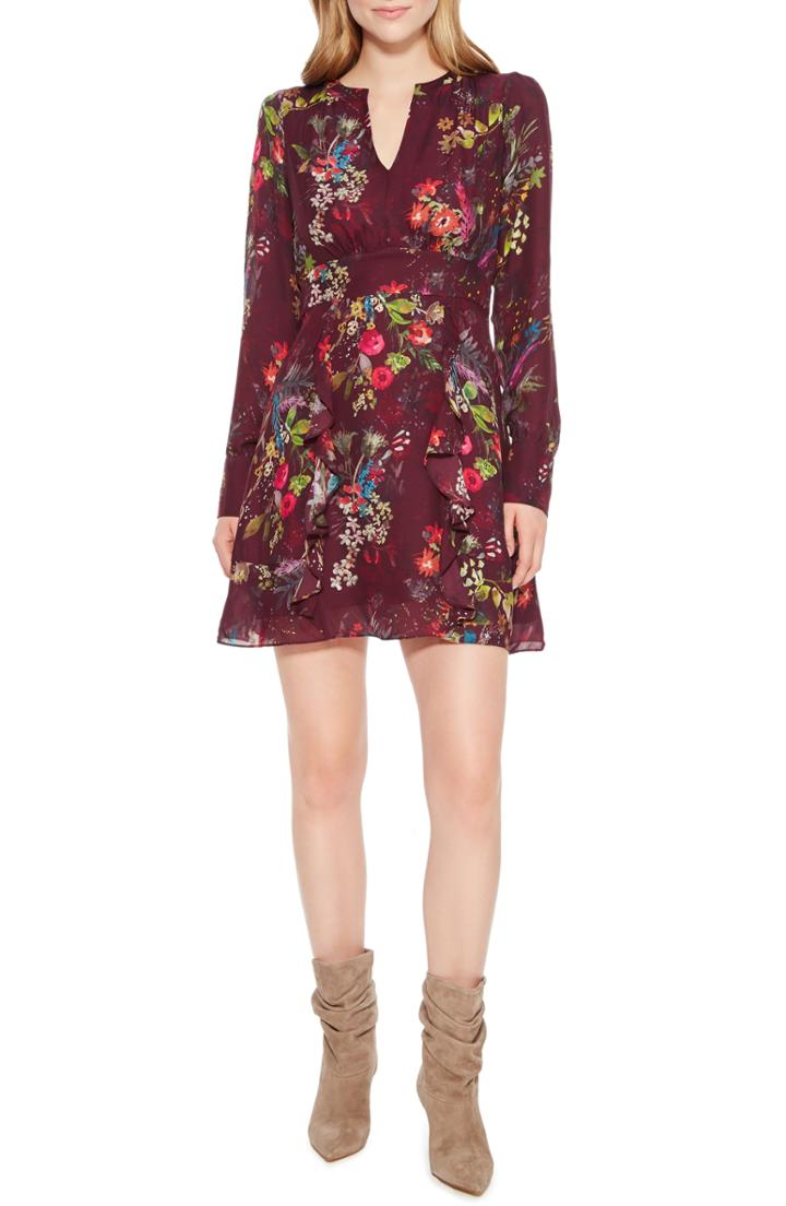 Women's Parker Brooke Ruffle Silk Blend Dress