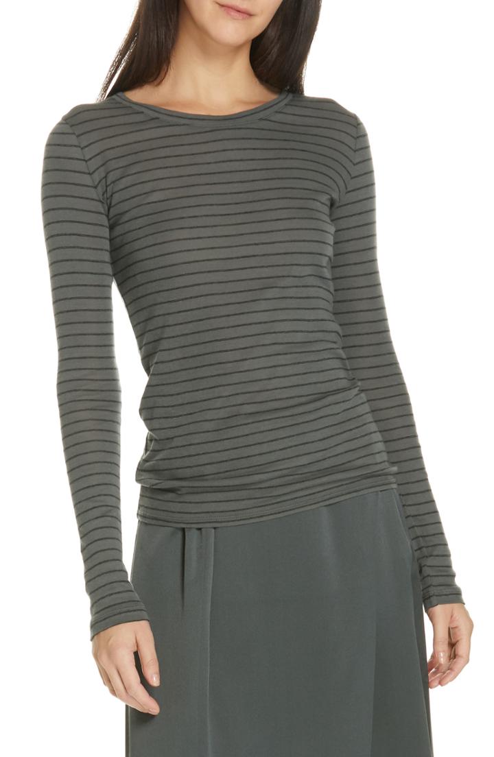 Women's Vince Double Pinstripe Top - Black