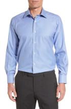 Men's David Donahue Regular Fit Houndstooth Dress Shirt - 32/33 - Blue