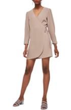 Women's Topshop Crepe Wrap Minidress Us (fits Like 2-4) - Beige