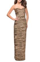 Women's La Femme Sequin Strapless Column Gown - Metallic