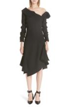 Women's Monse One Shoulder Asymmetrical Stretch Wool Dress - Black